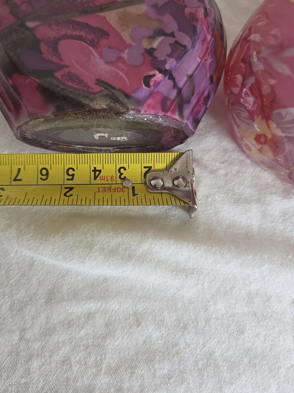 Pink Floral And Heart Glass Accent Bottle with Cork Stopper